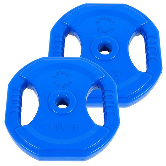 Bodypump Vægtskive 10 kg. Blå, PRO - NORDIC POWER - 1 Stk - Ø30 mm.