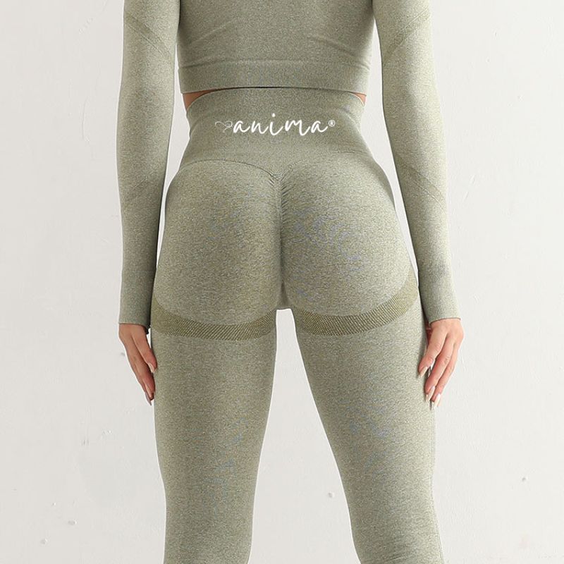 Tights Greyish Green Højtaljede Med Scrunch Butt Line X-Large - ANIMA