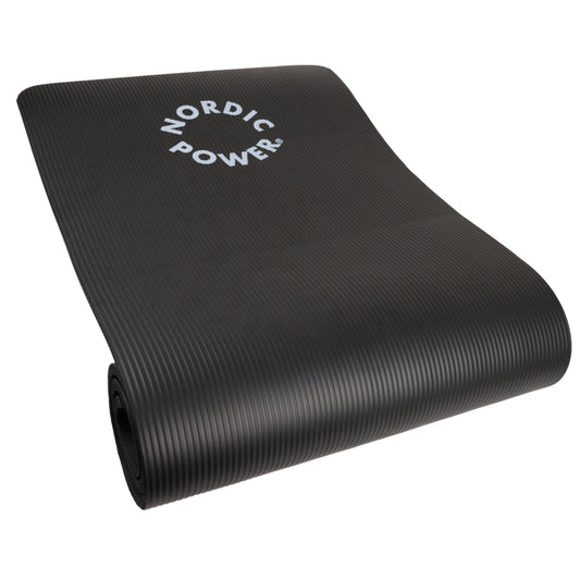 Træningsmåtte Sort 1.5 cm Tyk, med pose - NORDIC POWER