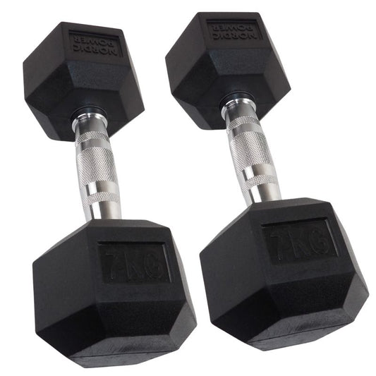 2 x 7 Kg. Hexagon Håndvægte - NORDIC POWER