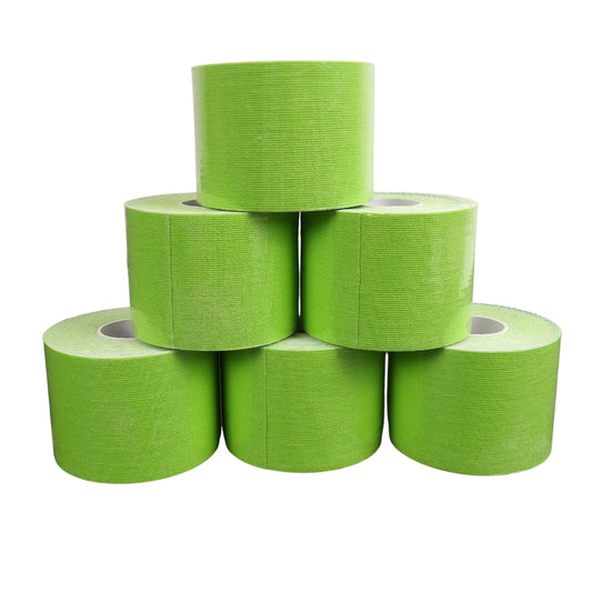 Sportstape Elastisk, 5 Cm x 5 Meter, Grøn - 6 Ruller