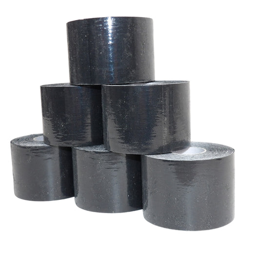 Sportstape Elastisk, 5 Cm x 5 Meter, Sort - 6 Ruller