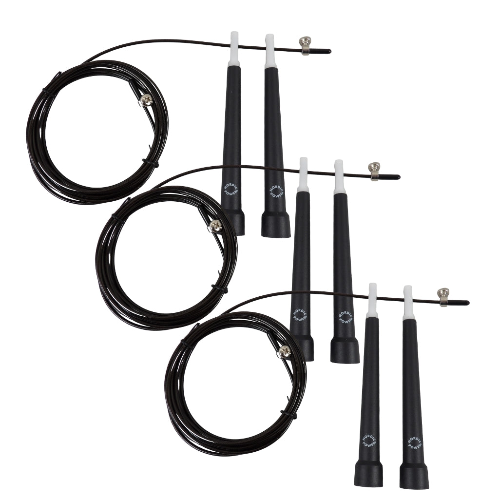 3 Stk. Speedrope PRO, Sort med wire - NORDIC POWER - Tilbud