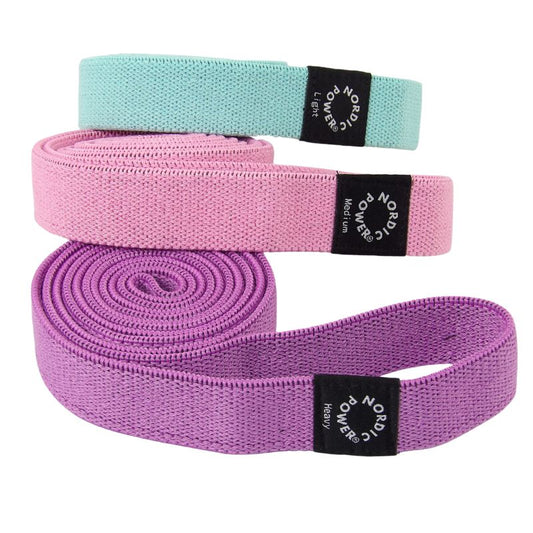 Strength Bands 3 pk. Lilla, Lyserød, Tyrkis - NORDIC POWER