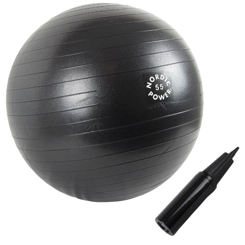 Træningsbold 55 cm Sort, Inkl. Pumpe - NORDIC POWER