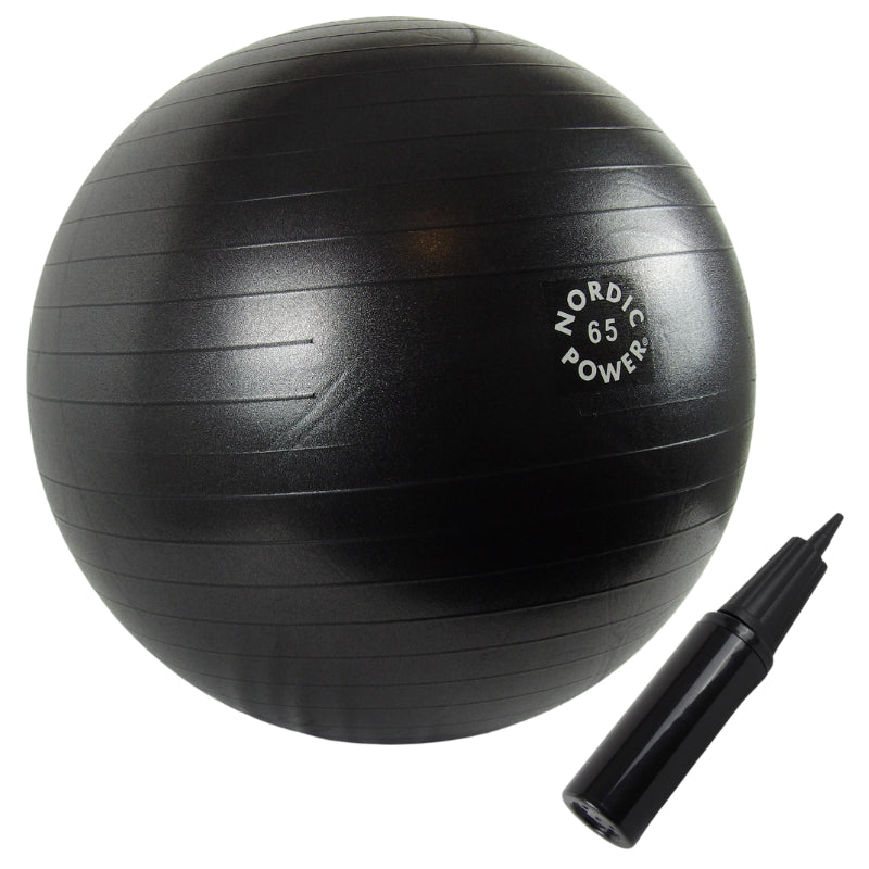 Træningsbold 65 cm Sort, Inkl. Pumpe - NORDIC POWER