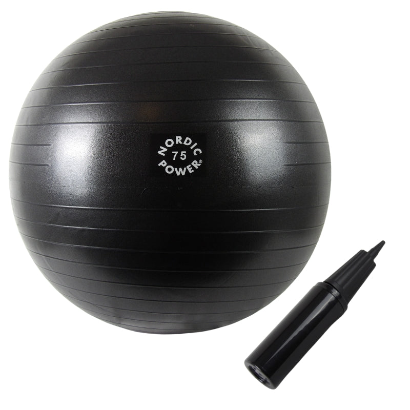 Træningsbold 75 cm Sort, Inkl. Pumpe - NORDIC POWER