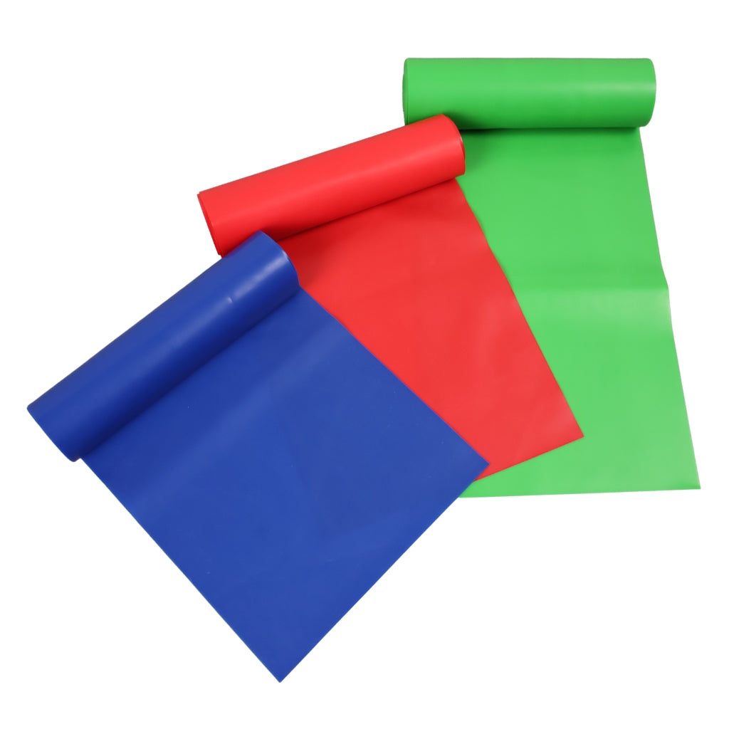 Træningselastikker 3 pk, Blå, Rød, Grøn i Latex