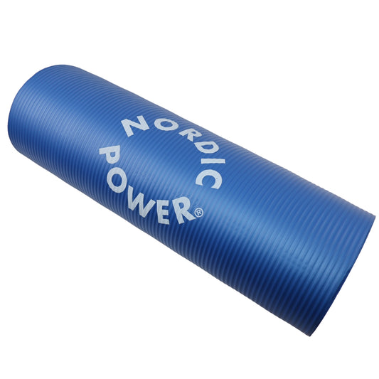 Træningsmåtte Blå 1.5 cm Tyk, med pose - NORDIC POWER - DEMO