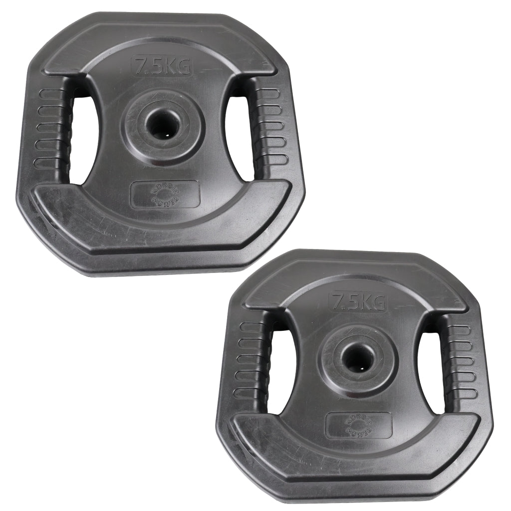2 Stk. Bodypump Vægtskiver 7.5 Kg. SORTE, Ø25 mm - NORDIC POWER