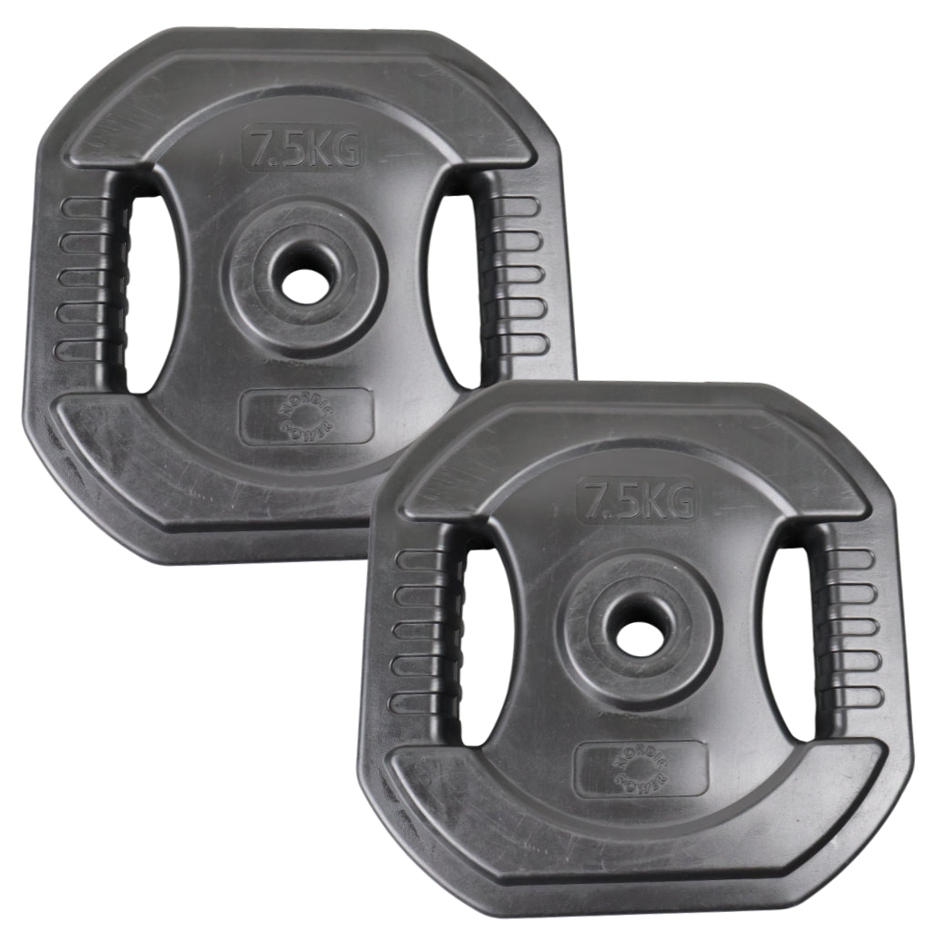 2 Stk. Bodypump Vægtskiver 7.5 Kg. SORTE, Ø25 mm - NORDIC POWER