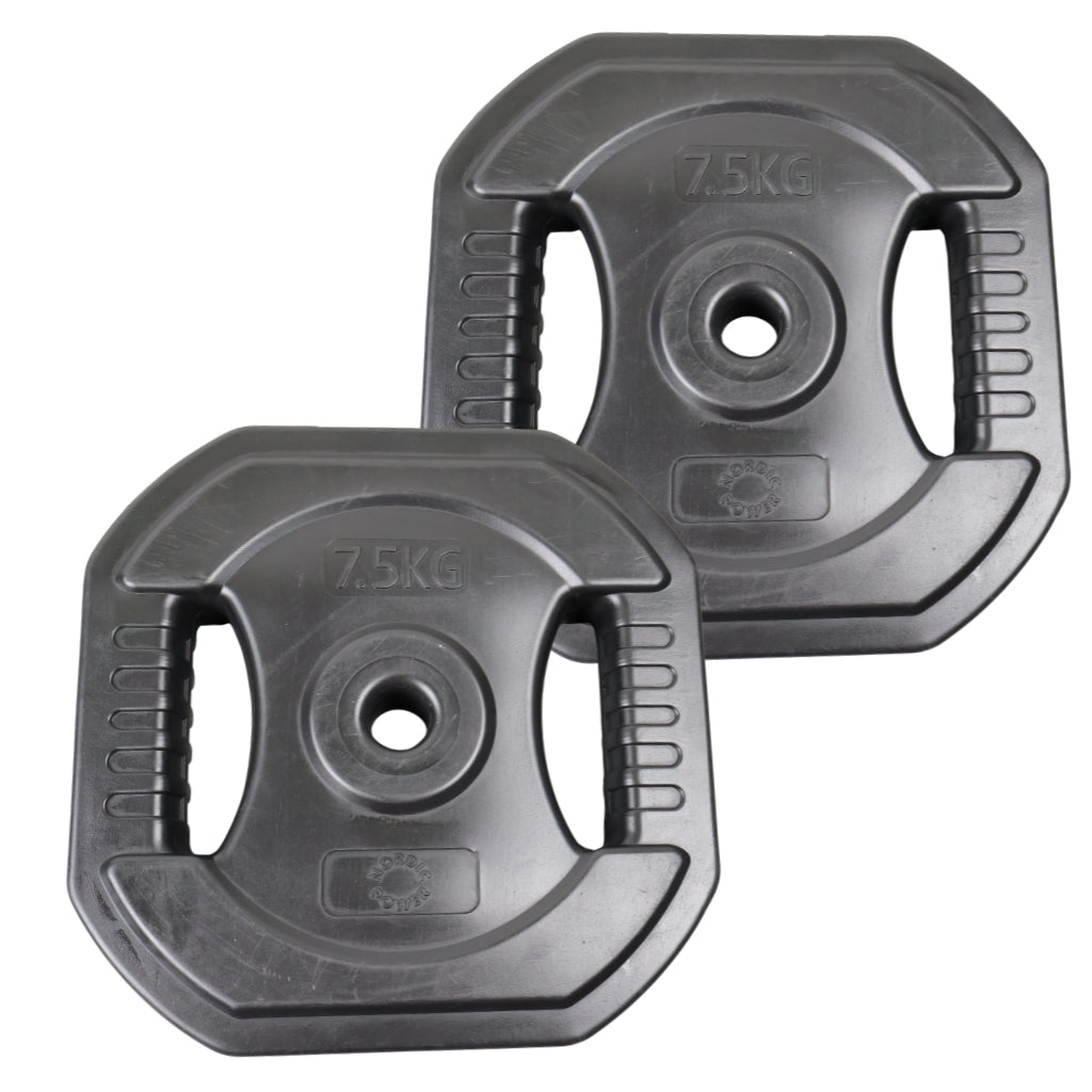 2 Stk. Bodypump Vægtskiver 7.5 Kg. SORTE, Ø25 mm - NORDIC POWER