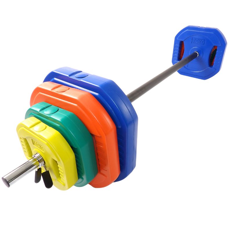 Bodypump Sæt 35 kg. Med Blå 7.5 kg. Skiver - NORDIC POWER - Ø25 mm.