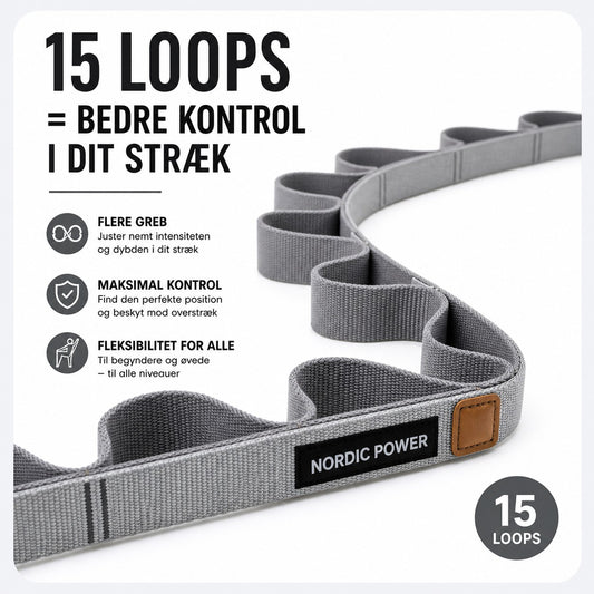 Yoga Stretching Strap, grå - NORDIC POWER
