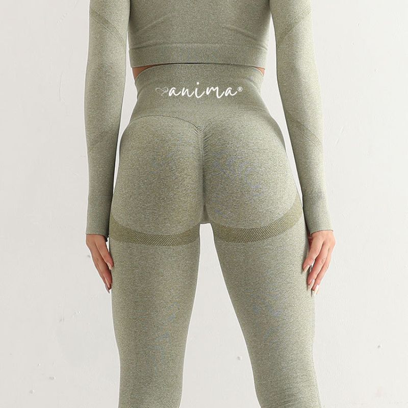 Tights Greyish Green Højtaljede Med Scrunch Butt Line Medium - ANIMA