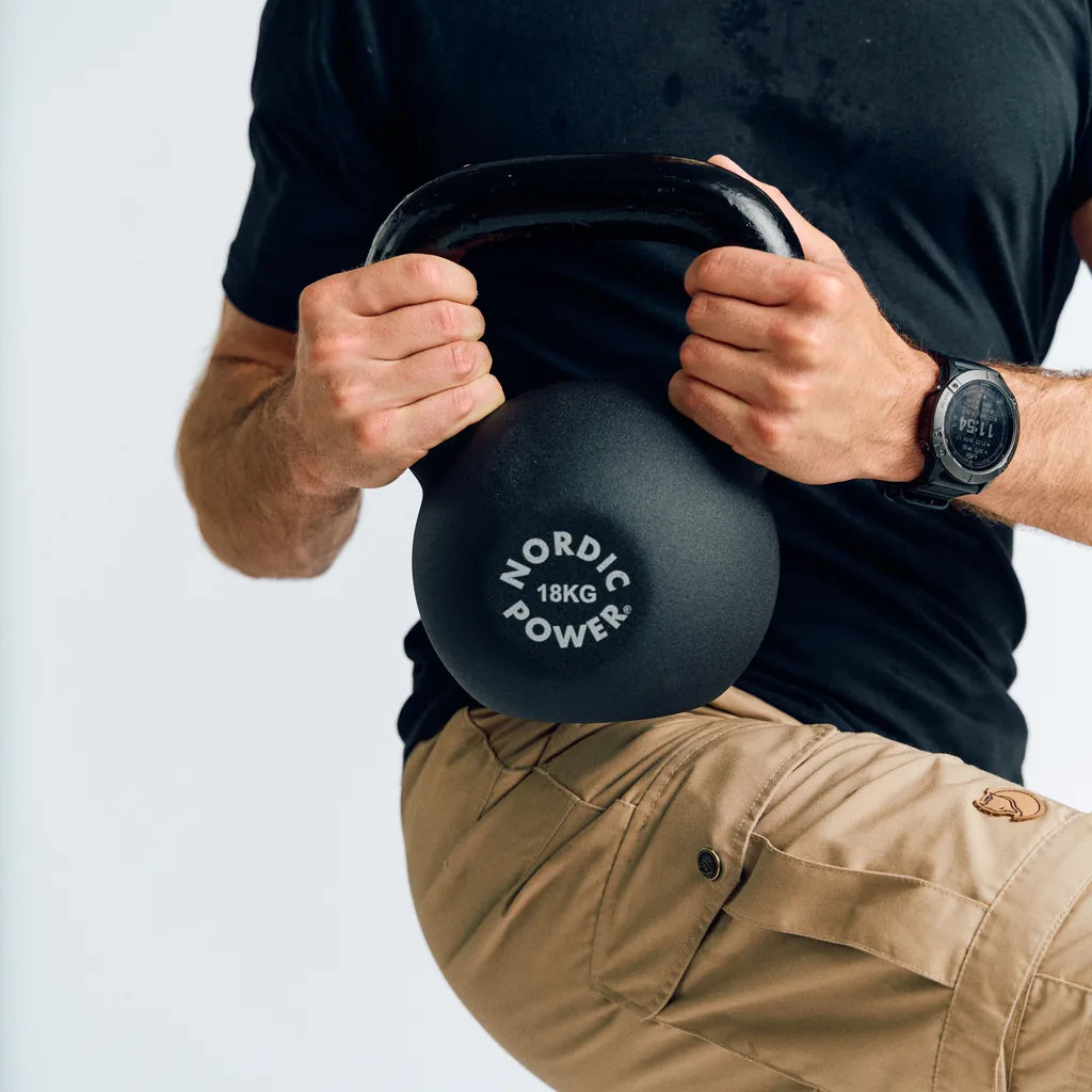 Kettlebell 18 Kg. Støbejern og Neopren - NORDIC POWER