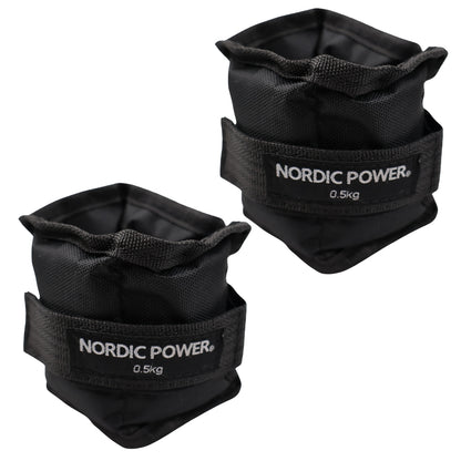 Ankelvægte 0,5 Kg. I sæt, Sort Oxford, 2 Stk - NORDIC POWER