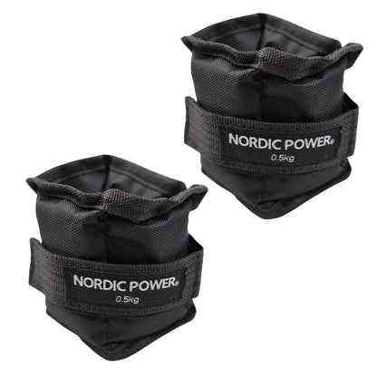 Ankelvægte 0,5 Kg. I sæt, Sort Oxford, 2 Stk - NORDIC POWER