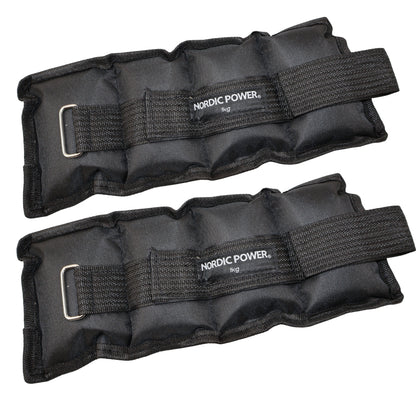 Ankelvægte 1 Kg. I sæt, Sort Oxford, 2 Stk - NORDIC POWER