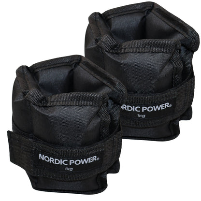 Ankelvægte 1 Kg. I sæt, Sort Oxford, 2 Stk - NORDIC POWER