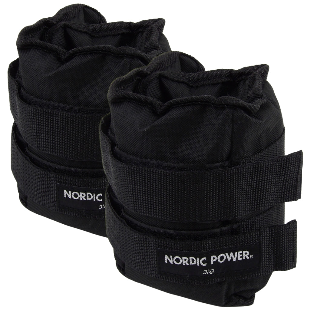 Ankelvægte 3 Kg. I sæt, Sort Oxford, 2 Stk - NORDIC POWER