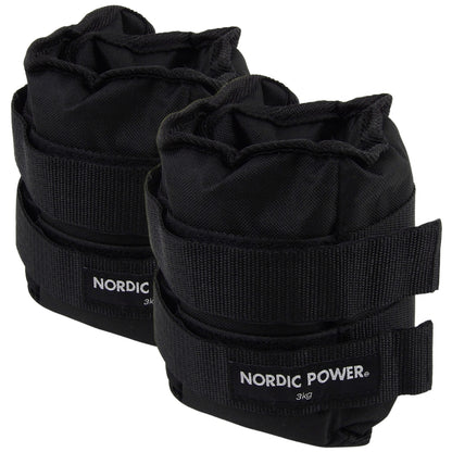Ankelvægte 3 Kg. I sæt, Sort Oxford, 2 Stk - NORDIC POWER