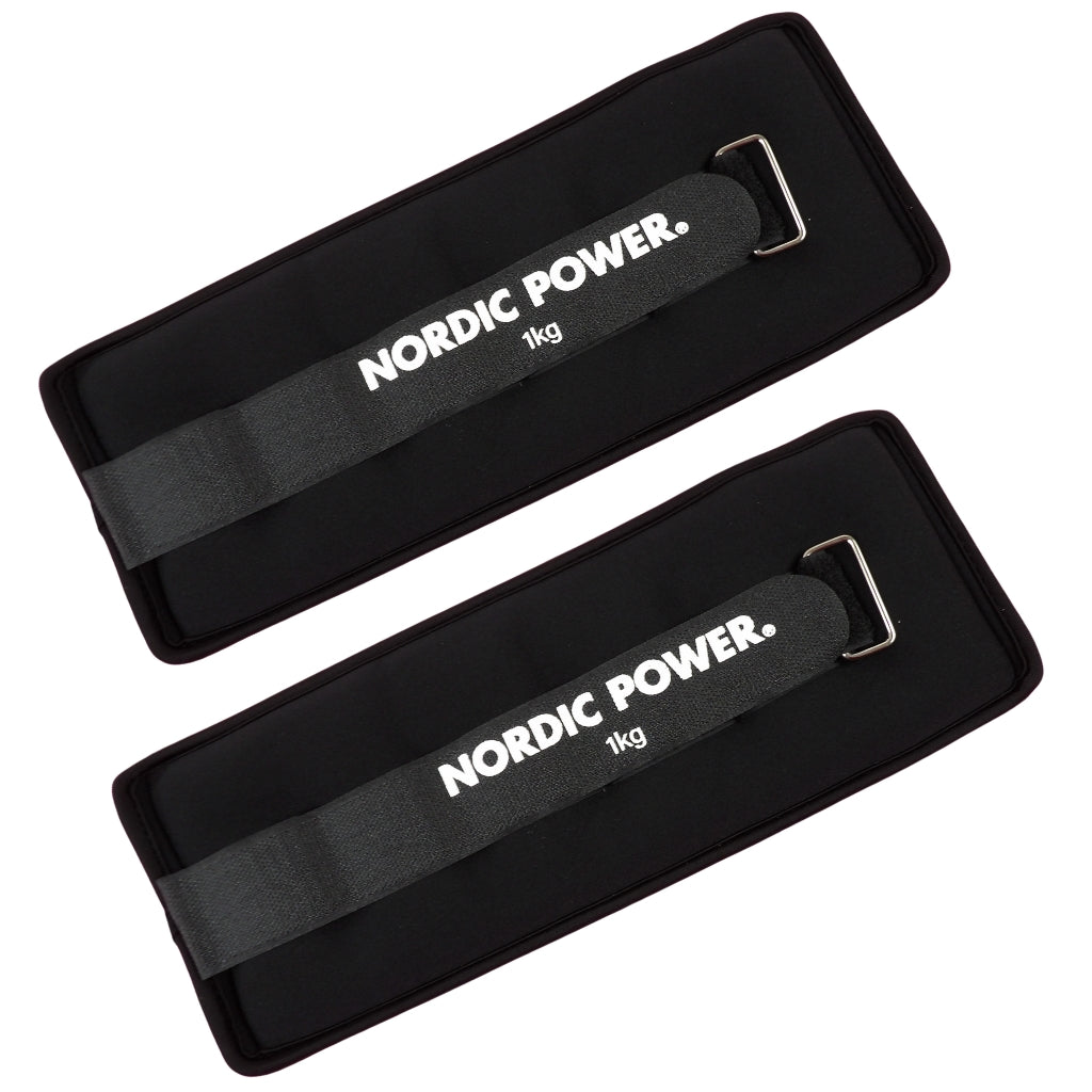 Ankelvægte 1 Kg. I sæt, Sort Neopren, 2 Stk - NORDIC POWER