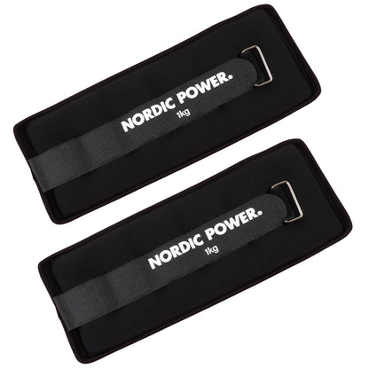 Ankelvægte 1 Kg. I sæt, Sort Neopren, 2 Stk - NORDIC POWER