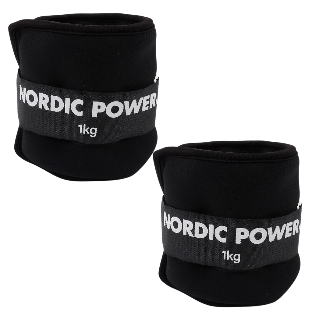 Ankelvægte 1 Kg. I sæt, Sort Neopren, 2 Stk - NORDIC POWER