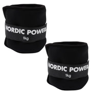 Ankelvægte 1 Kg. I sæt, Sort Neopren, 2 Stk - NORDIC POWER