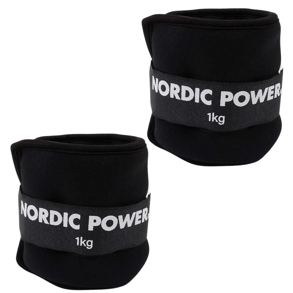 Ankelvægte 1 Kg. I sæt, Sort Neopren, 2 Stk - NORDIC POWER