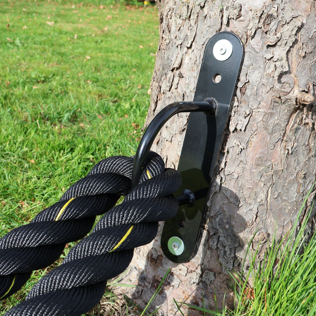 Battlerope 9 Meter, Ø38 mm, Sort med gul snor - NORDIC POWER - TILBUD