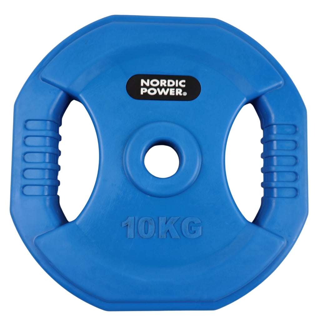 Bodypump Vægtskive 10 kg. Blå, PRO - NORDIC POWER - 1 Stk - Ø30 mm.
