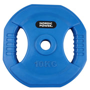 Bodypump Vægtskive 10 kg. Blå, PRO - NORDIC POWER - 1 Stk - Ø30 mm.