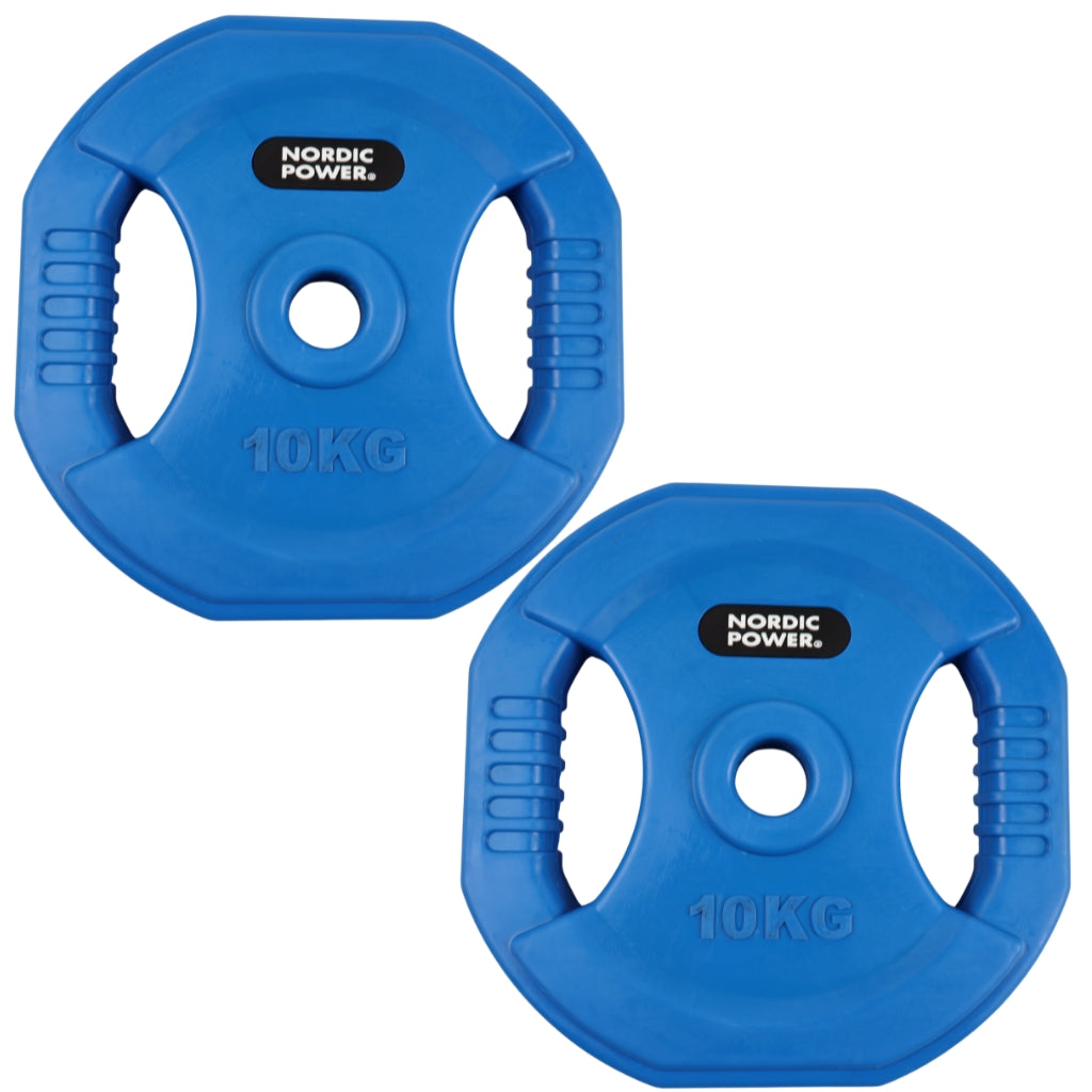 Bodypump Vægtskive 10 kg. Blå, PRO - NORDIC POWER - 1 Stk - Ø30 mm.