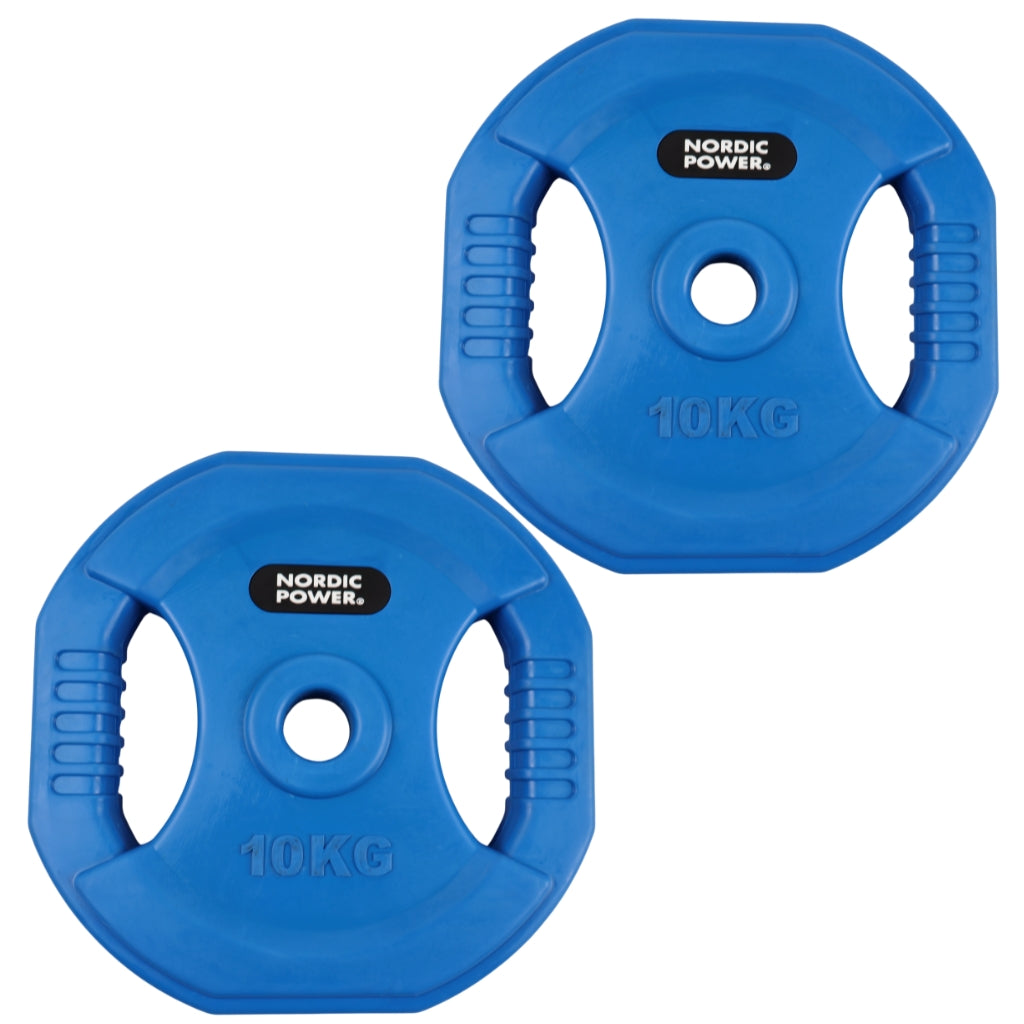 2 Stk. Bodypump Vægtskiver 10 kg. Blå, PRO, Ø30 mm - NORDIC POWER