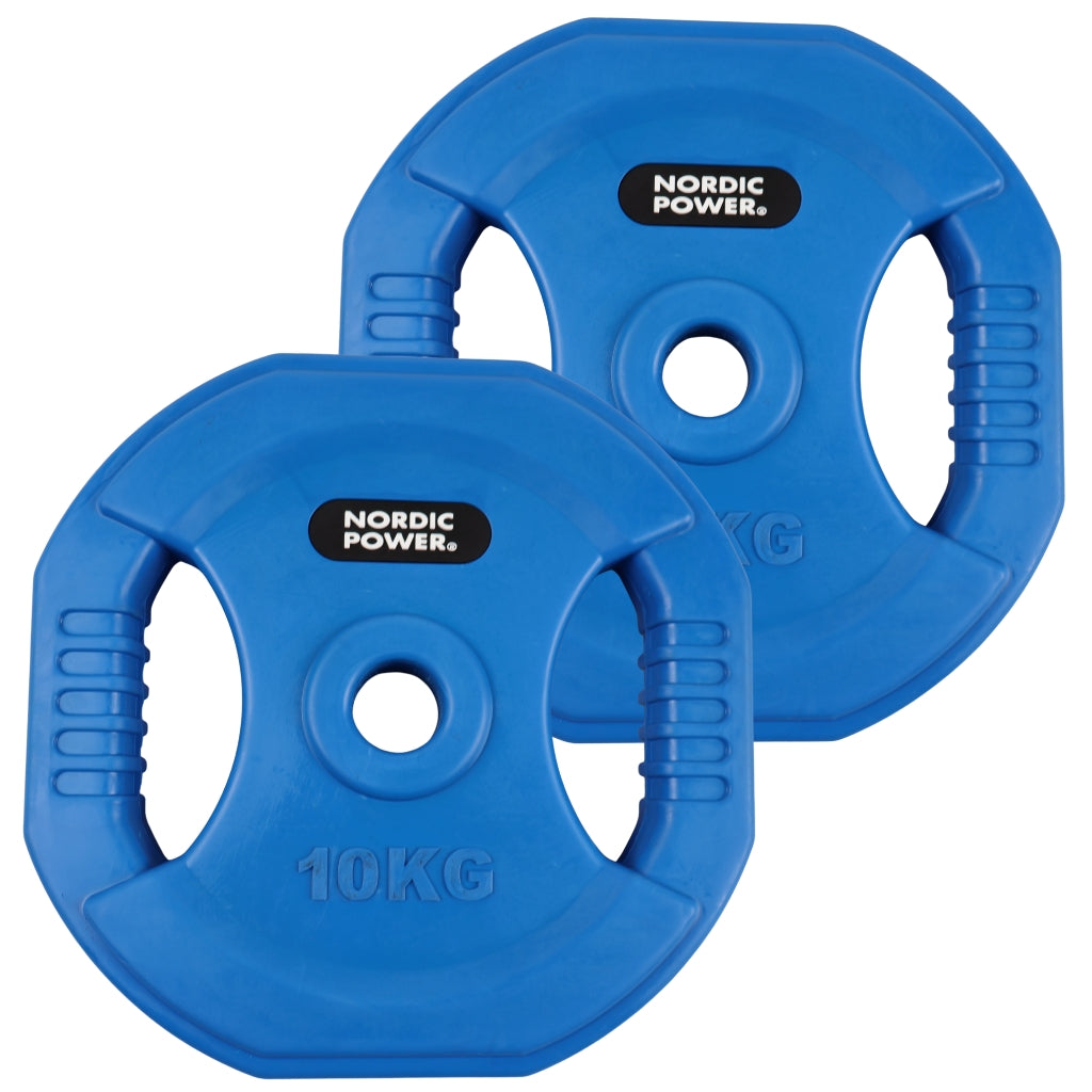2 Stk. Bodypump Vægtskiver 10 kg. Blå, PRO, Ø30 mm - NORDIC POWER