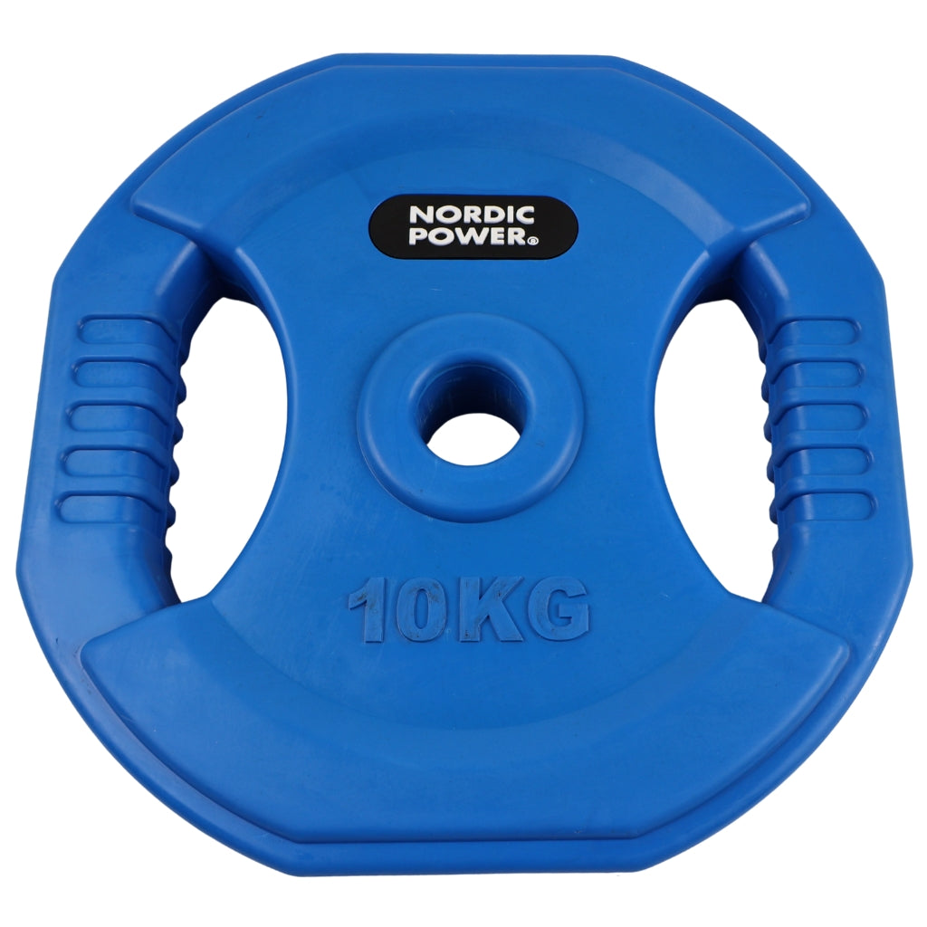 Bodypump Vægtskive 10 kg. Blå, PRO - NORDIC POWER - 1 Stk - Ø30 mm.