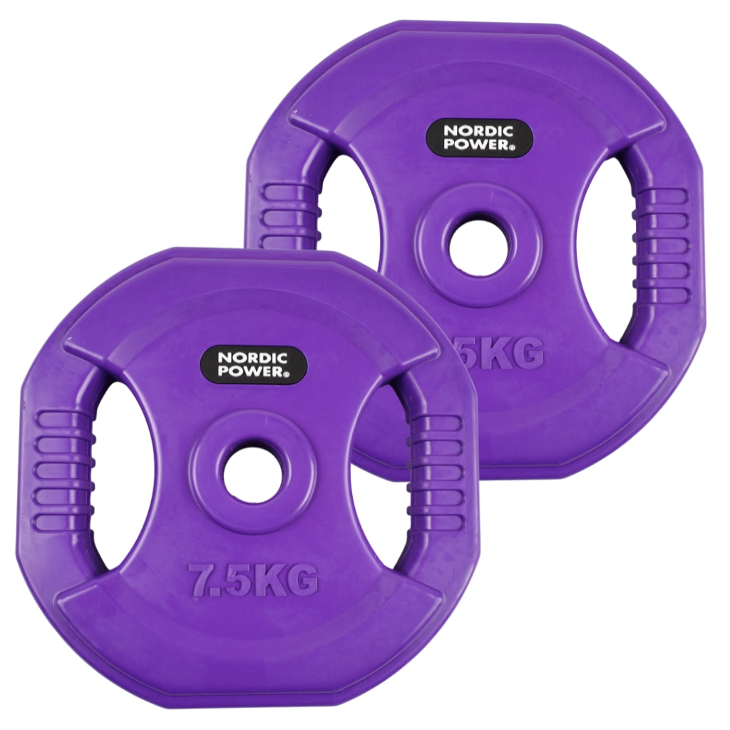 2 Stk. Bodypump Vægtskiver 7,5 Kg. Lilla PRO, Ø30 mm - NORDIC POWER