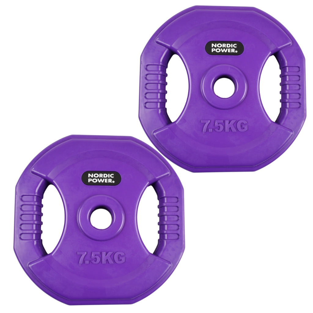 2 Stk. Bodypump Vægtskiver 7,5 Kg. Lilla PRO, Ø30 mm - NORDIC POWER