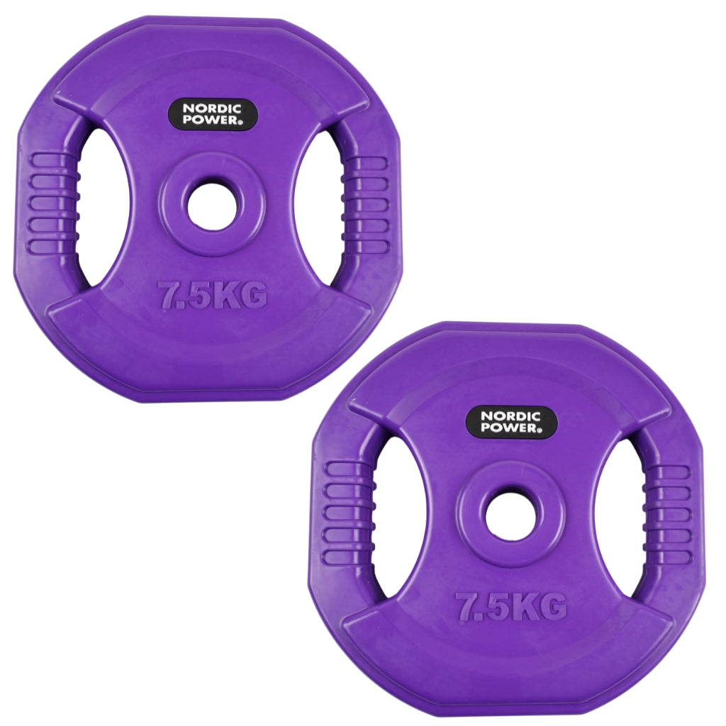 2 Stk. Bodypump Vægtskiver 7,5 Kg. Lilla PRO, Ø30 mm - NORDIC POWER