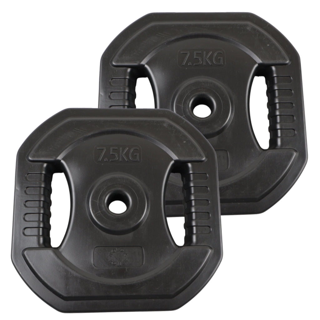 2 Stk. Bodypump Vægtskiver 7.5 Kg. SORTE, Ø25 mm - NORDIC POWER