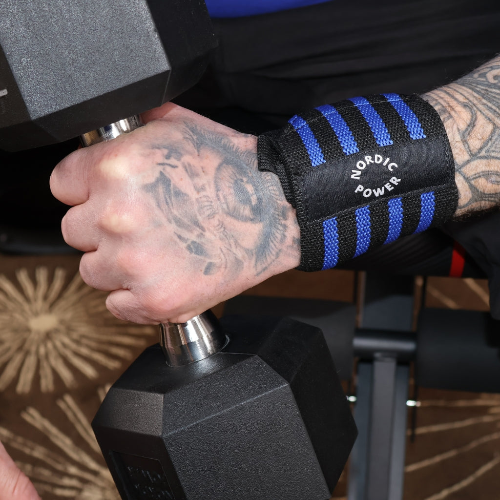 Håndledsstøtte - Wrist Wrap Blå / Sort 2 Stk - NORDIC POWER - Tilbud