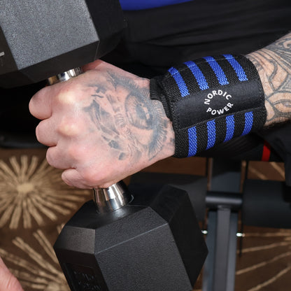 Håndledsstøtte - Wrist Wrap Blå / Sort 2 Stk - NORDIC POWER - Tilbud