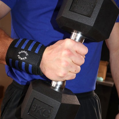 Håndledsstøtte - Wrist Wrap Blå / Sort 2 Stk - NORDIC POWER - Tilbud