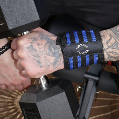 Håndledsstøtte - Wrist Wrap Blå / Sort 2 Stk - NORDIC POWER - Tilbud