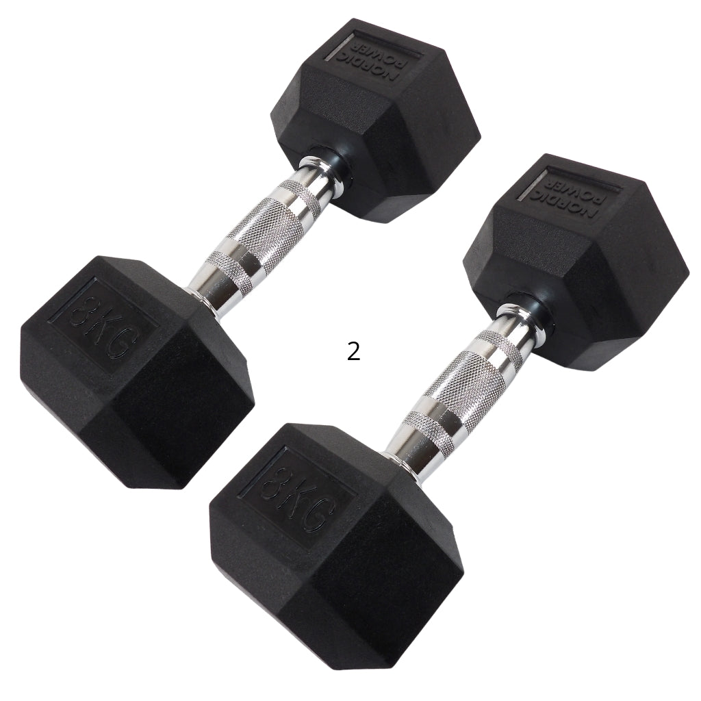 2 x 8 Kg. Hexagon Håndvægte - NORDIC POWER