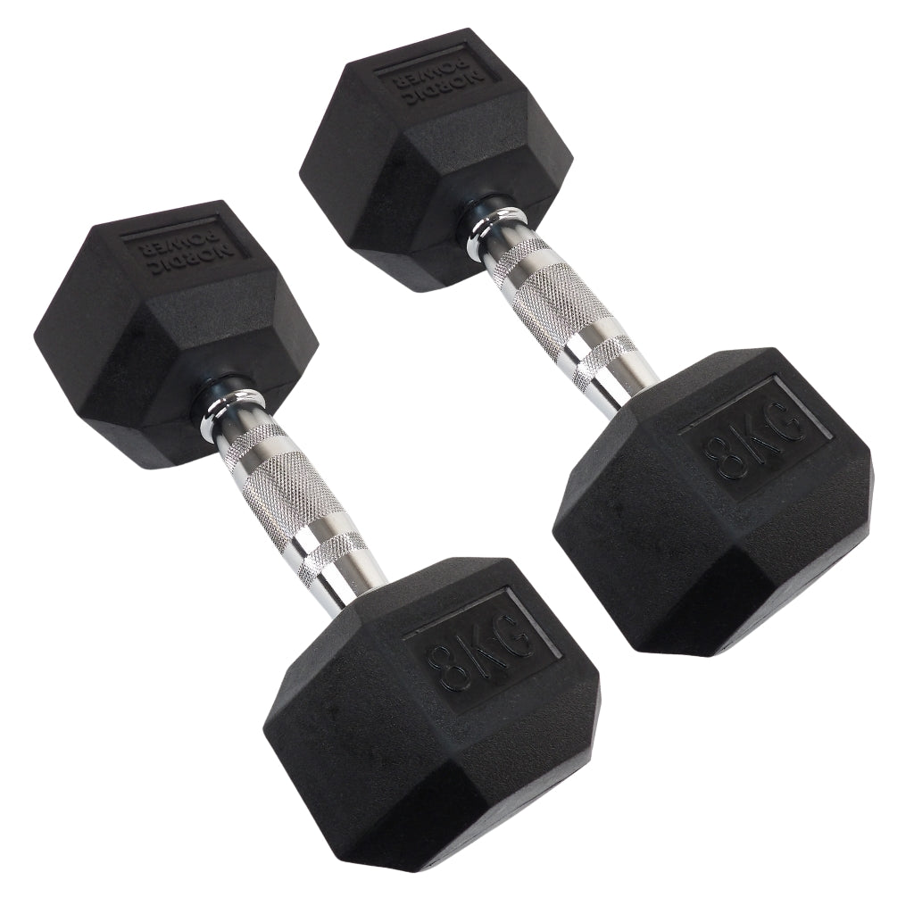 2 x 8 Kg. Hexagon Håndvægte - NORDIC POWER