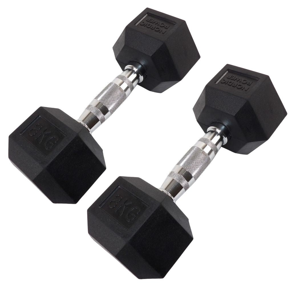 2 x 8 Kg. Hexagon Håndvægte - NORDIC POWER