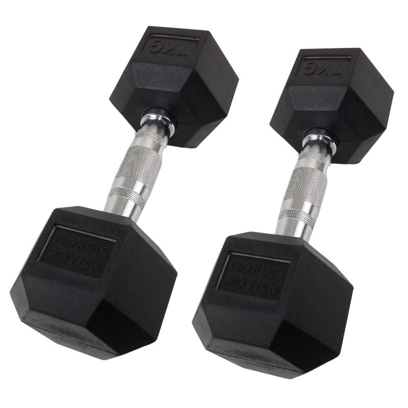 2 x 7 Kg. Hexagon Håndvægte - NORDIC POWER